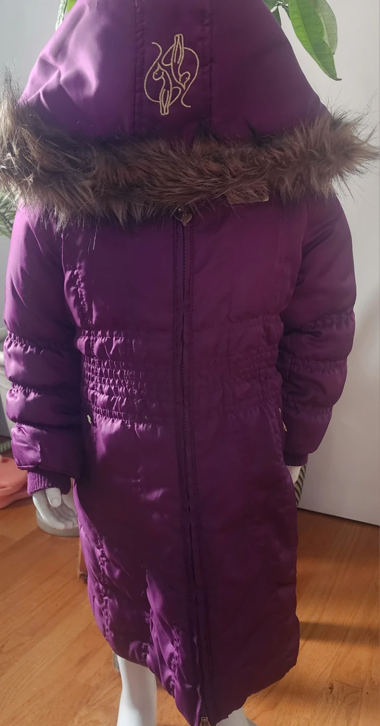 Purple Puffer Baby Phat Coat with Fur Trim