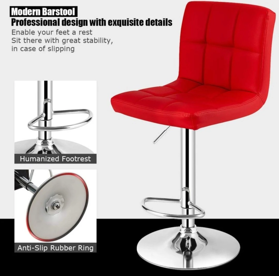 Adjustable Bar Stools Set of 2, Modern Swivel PU Leather NEW