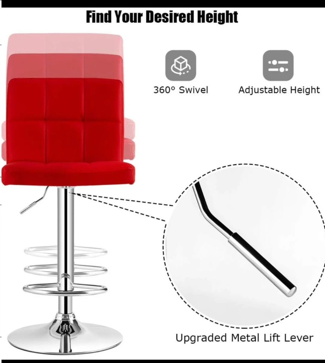 Adjustable Bar Stools Set of 2, Modern Swivel PU Leather NEW - photo 3