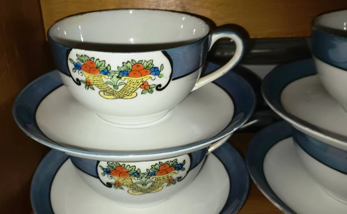 Vintage Teacup and Saucer Set with Creamer, Sugar, and Teapot - photo 2