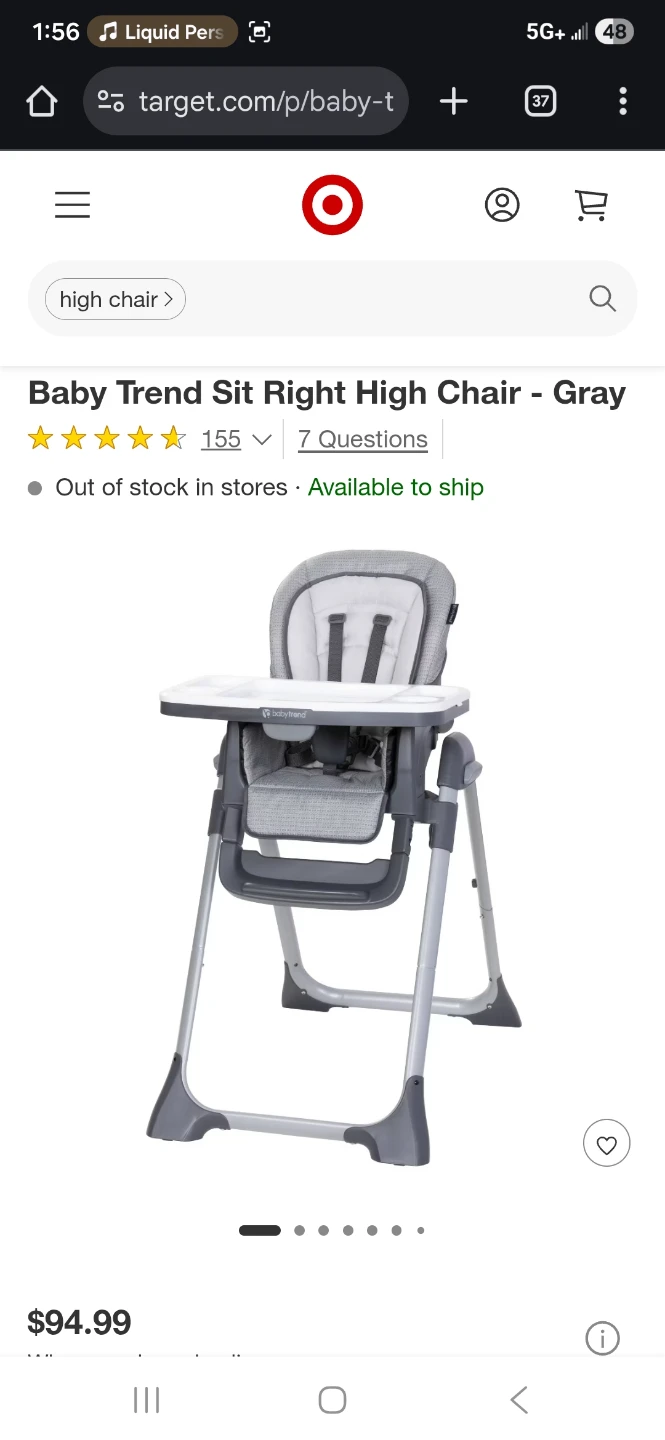 Baby Trend Sit Right High Chair - Gray - photo 2