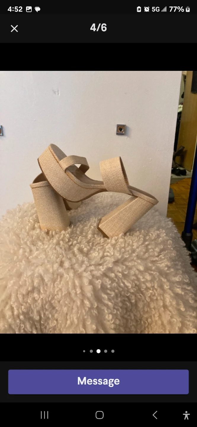 Women's Platform Heels - Tan Straw - photo 2