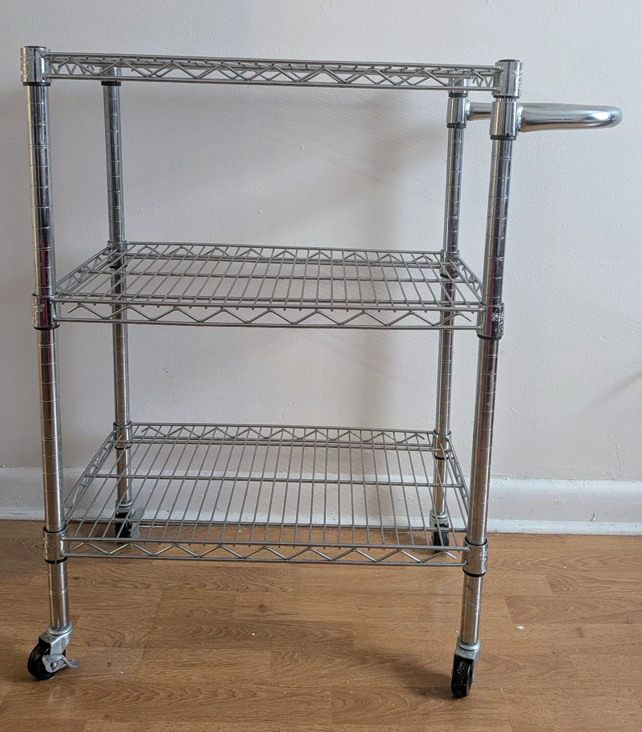 Chrome Wire Shelving Cart with Handle