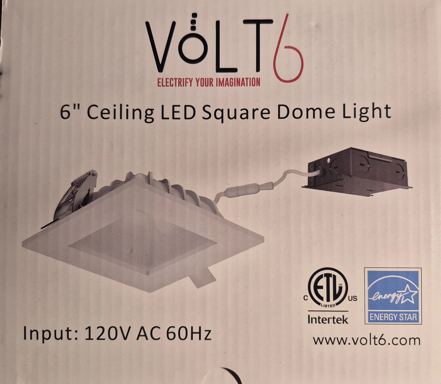 Pot light Volt6 6" Ceiling LED Square Dome Light - White