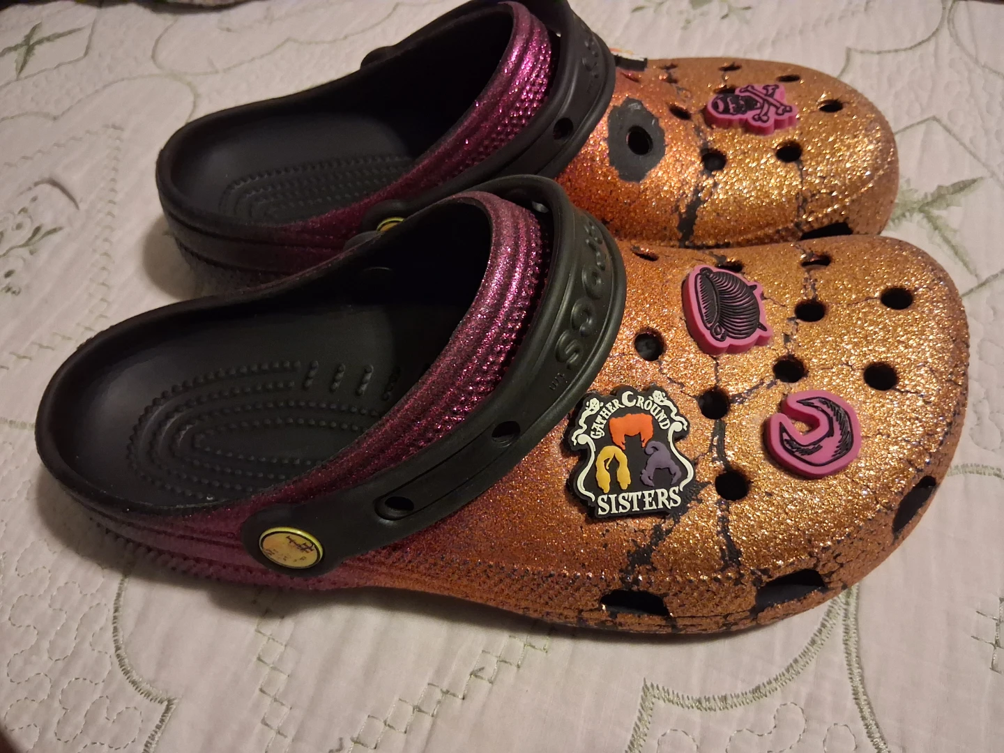 Crocs Glitter Clog Shoes Size w 8 = M 6