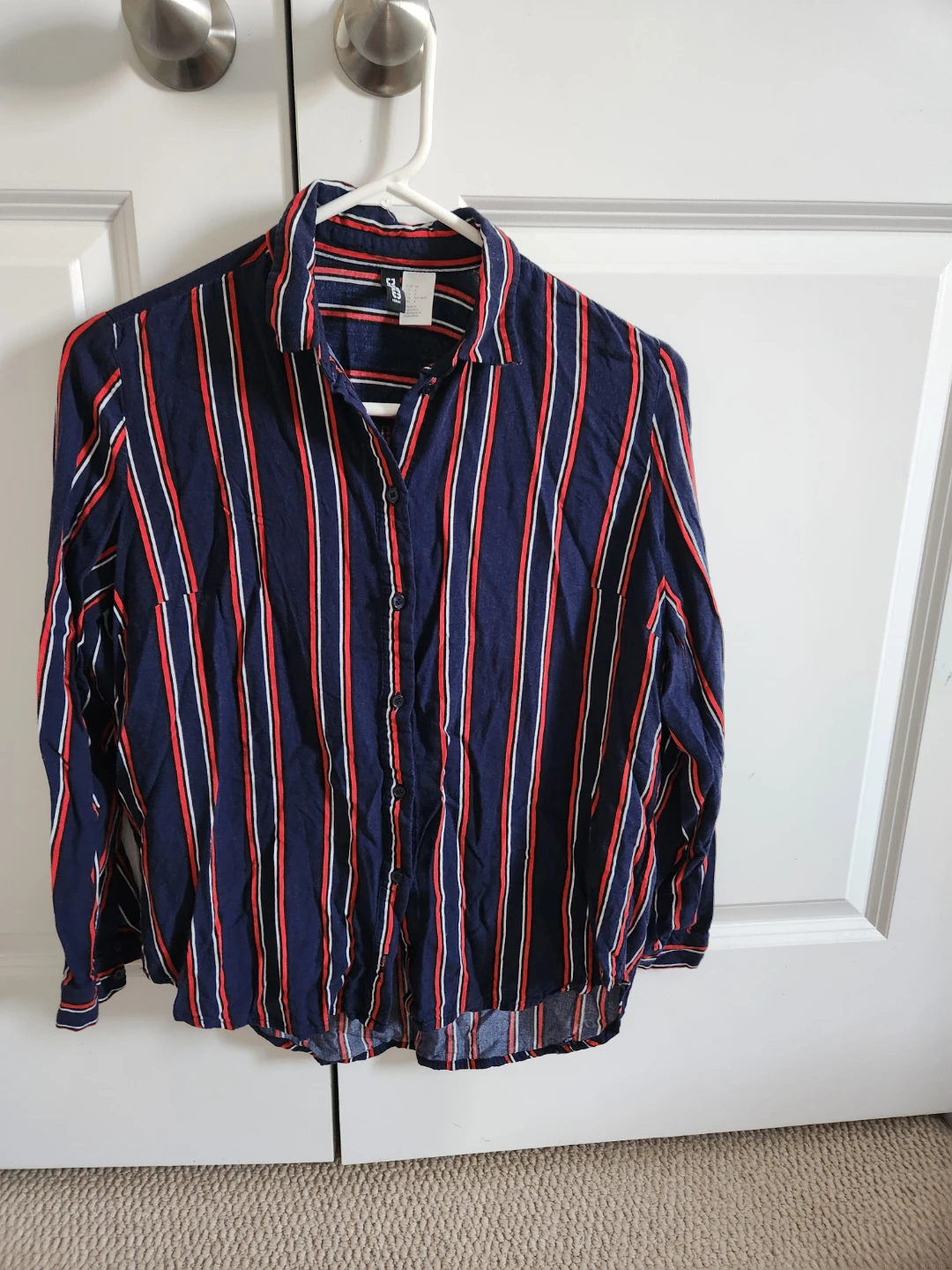 H&M Womens Striped Long Sleeve Button-Up Shirt