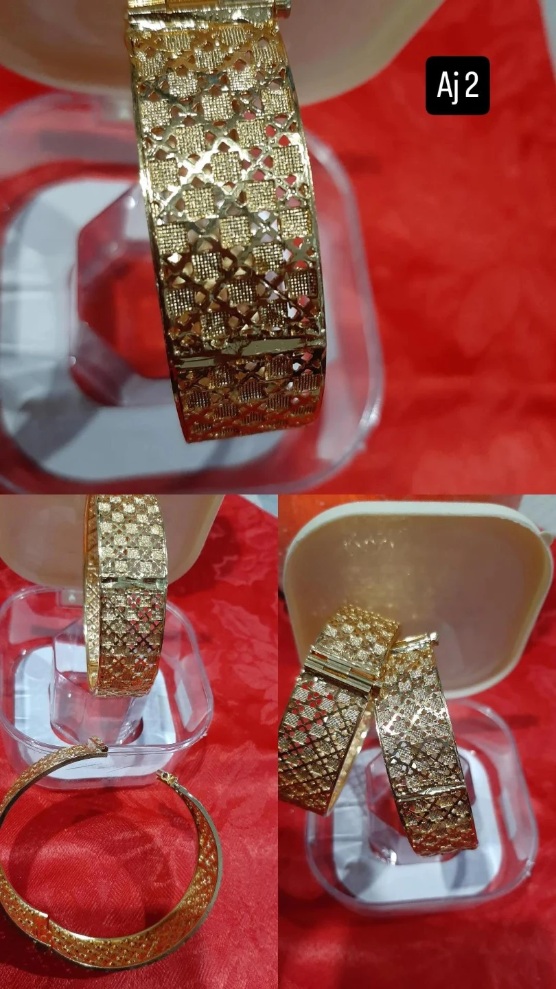 Gold Tone Bangle Bracelets (Set of 2)