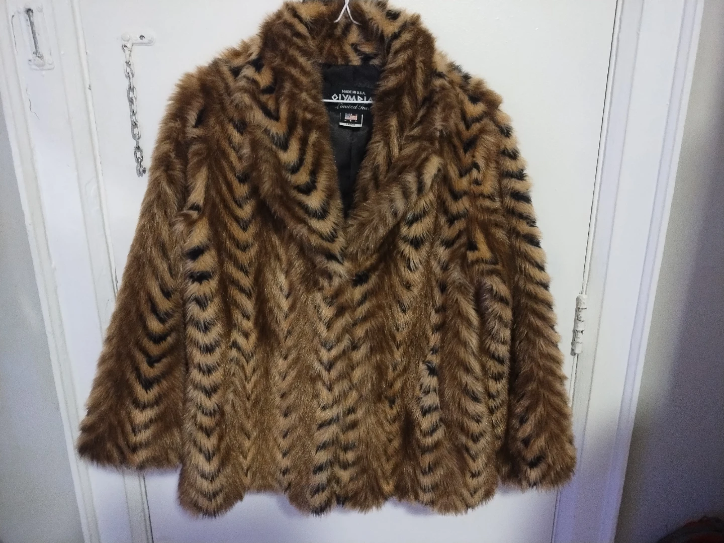 Olympia Faux Fur Animal Print Jacket Large