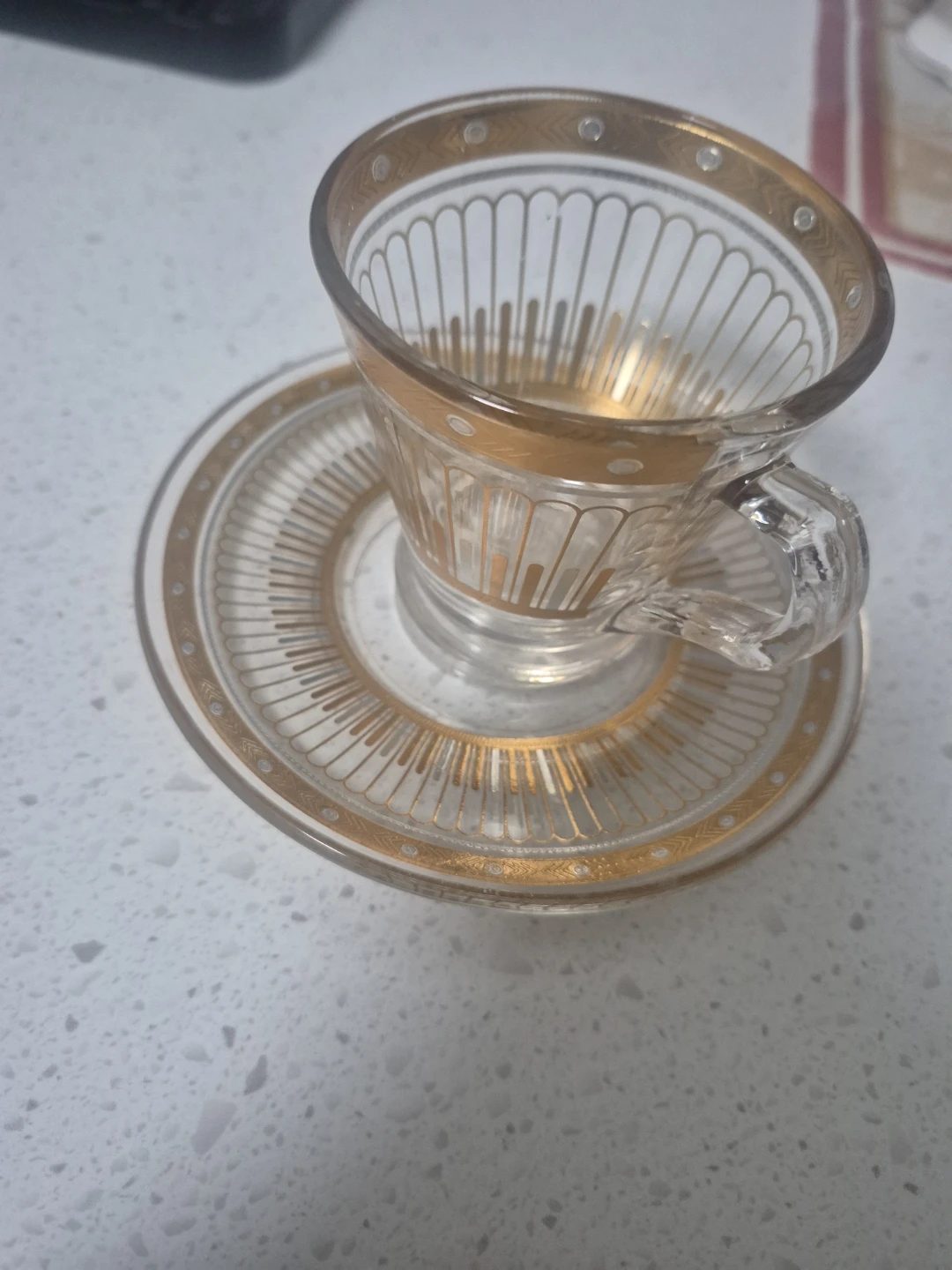 Elegant Clear Glass Tea Cup & Saucer