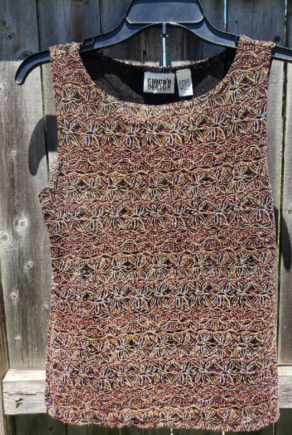 Chico's Design Beaded Knit Tank Top Size 1