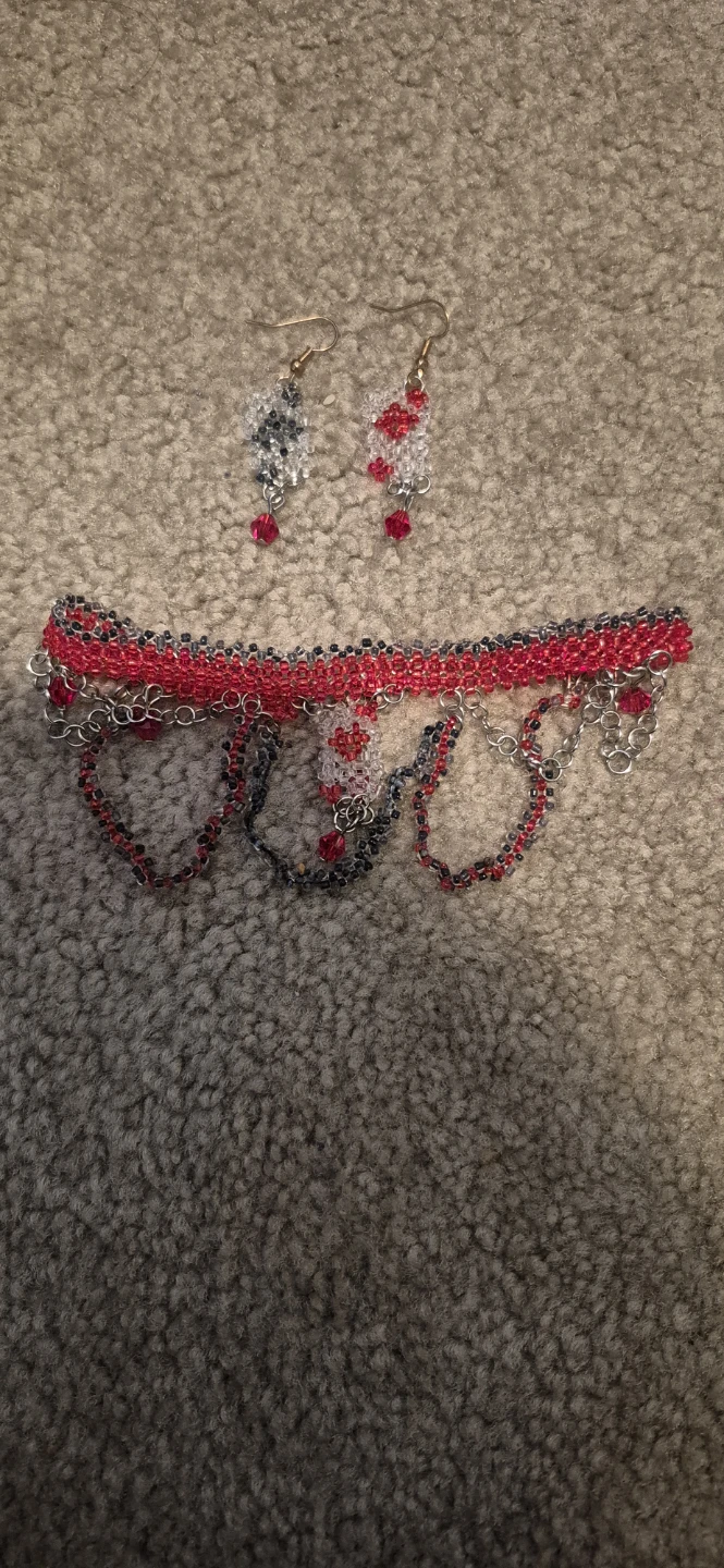Handmade Beaded Necklace & Earrings Set