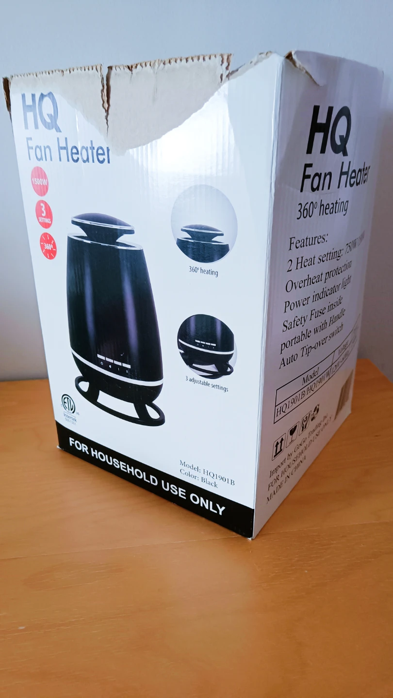 HQ Fan Heater 1500W 360 Degree Heating - Black - photo 2