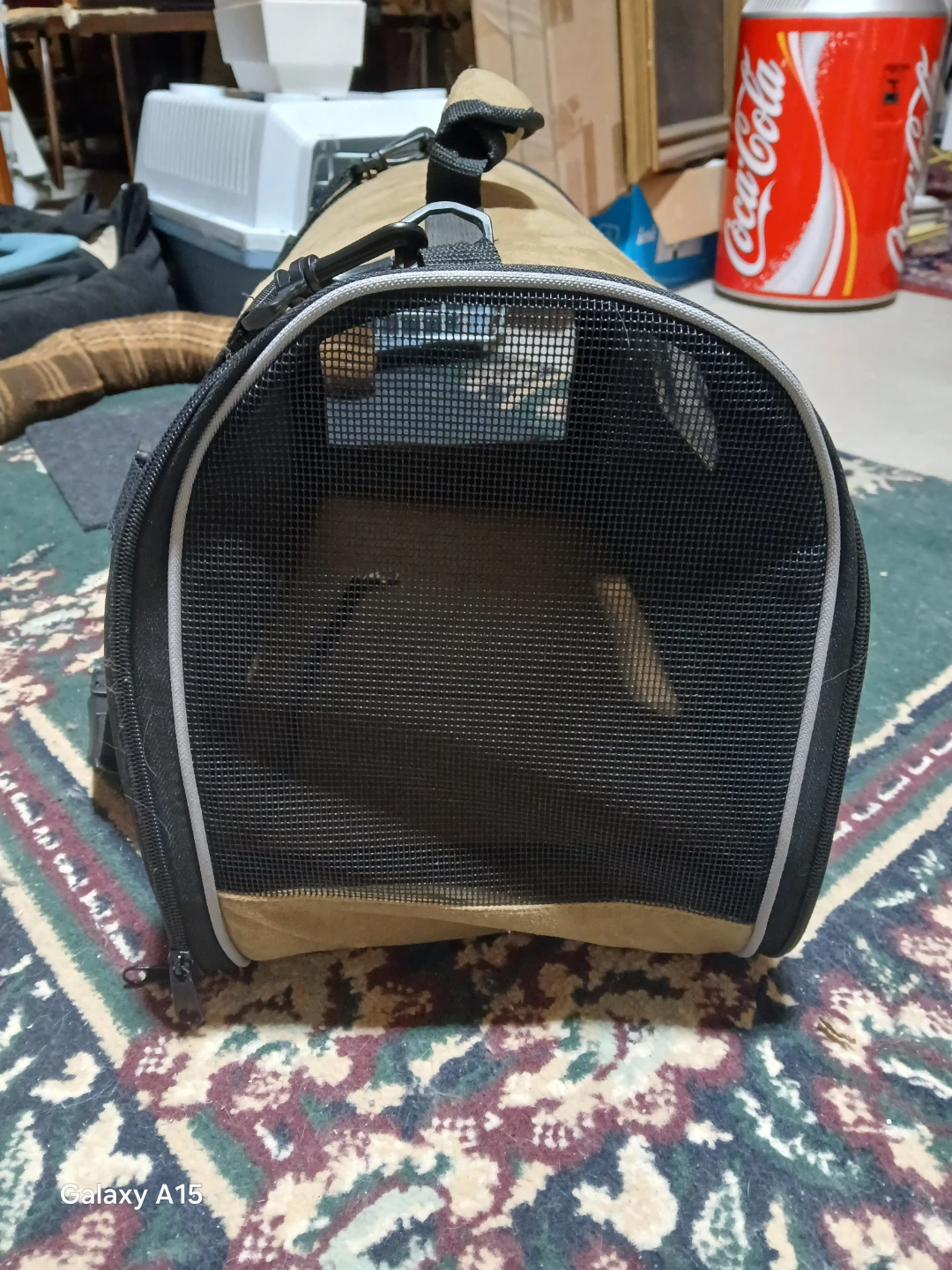 Suede Pet Carrier Bag with Mesh Window - photo 2