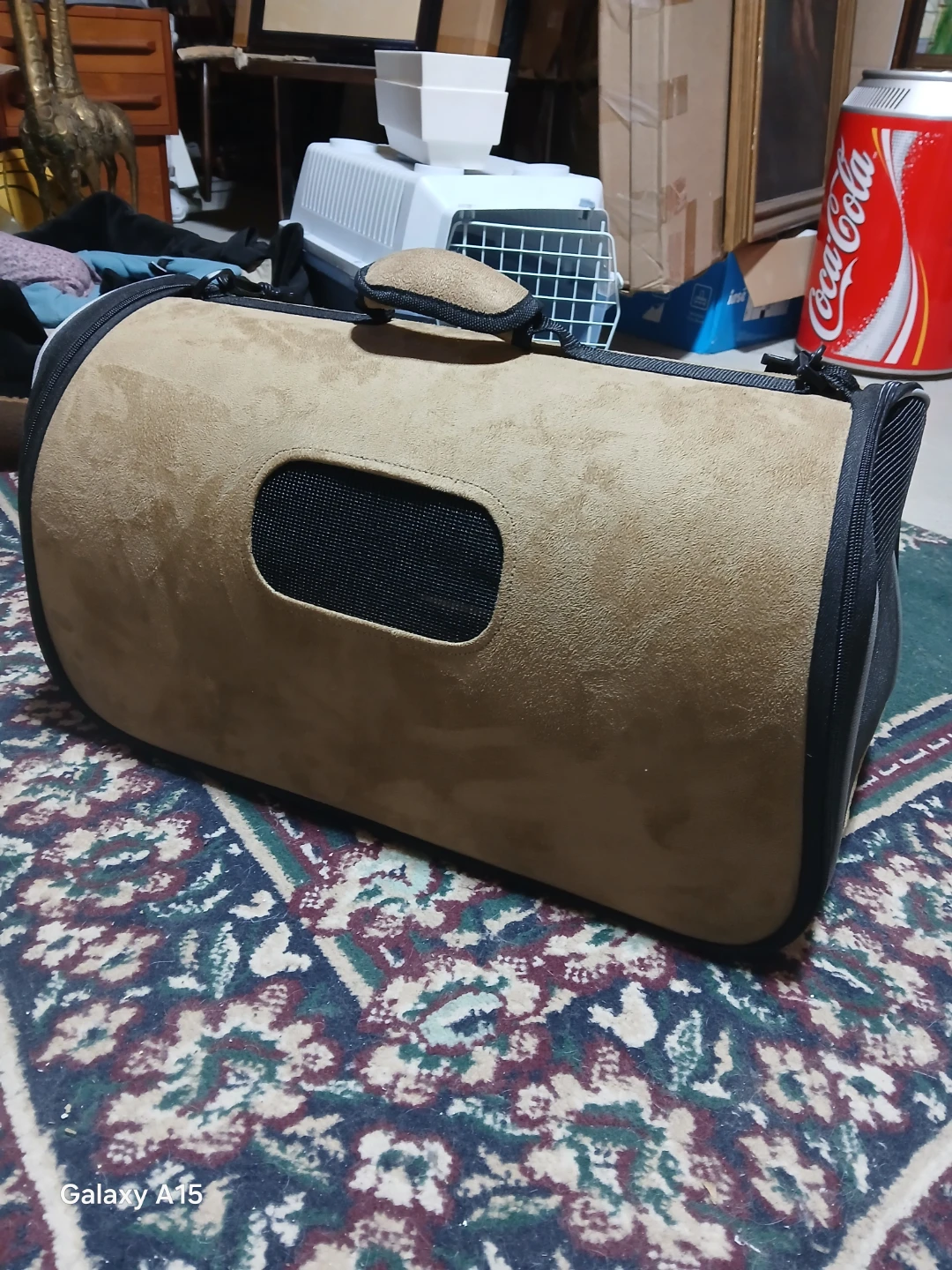Suede Pet Carrier Bag with Mesh Window - photo 3