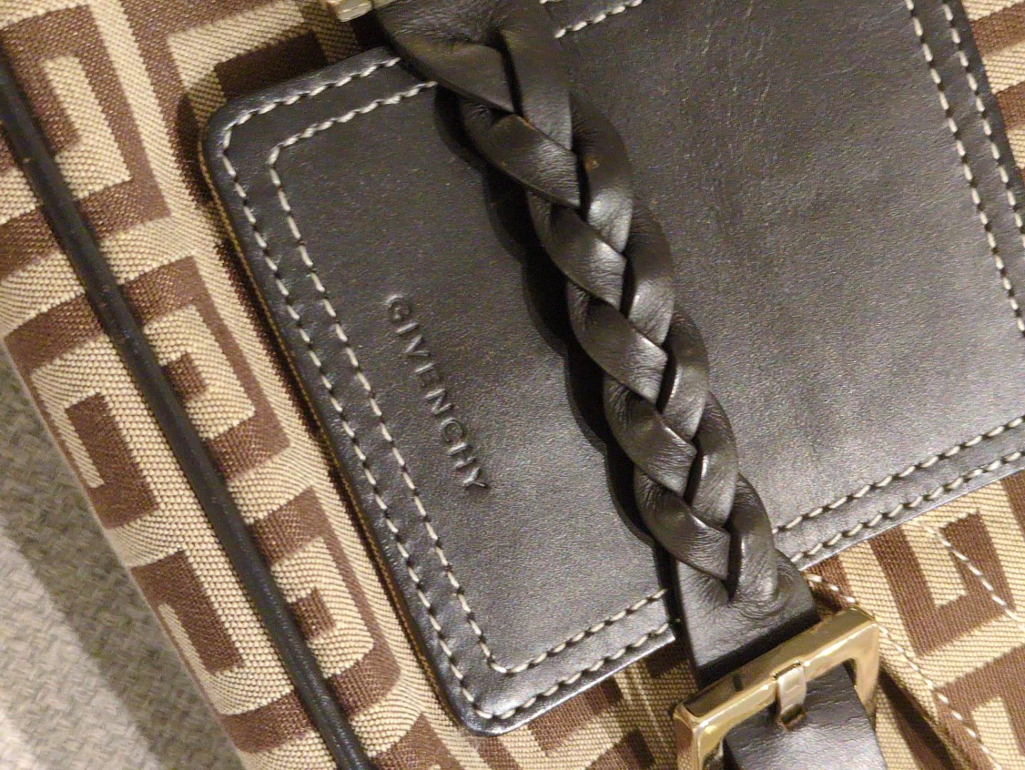 Vintage Givenchy Canvas Shoulder Bag - Brown/Tan Monogram - photo 2