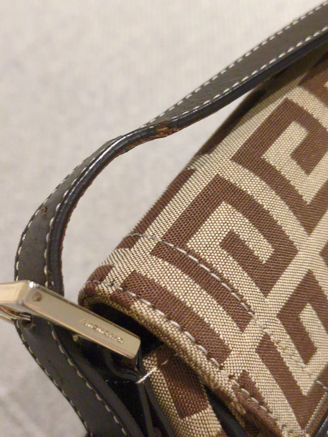 Vintage Givenchy Canvas Shoulder Bag - Brown/Tan Monogram - photo 3