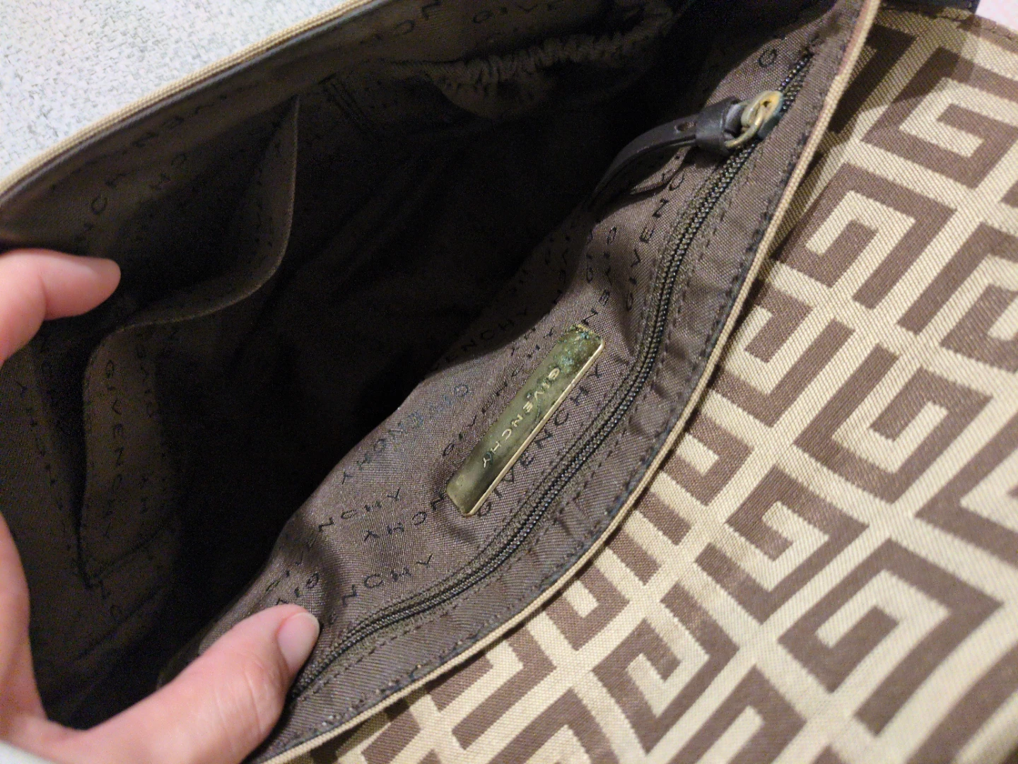 Vintage Givenchy Canvas Shoulder Bag - Brown/Tan Monogram - photo 5