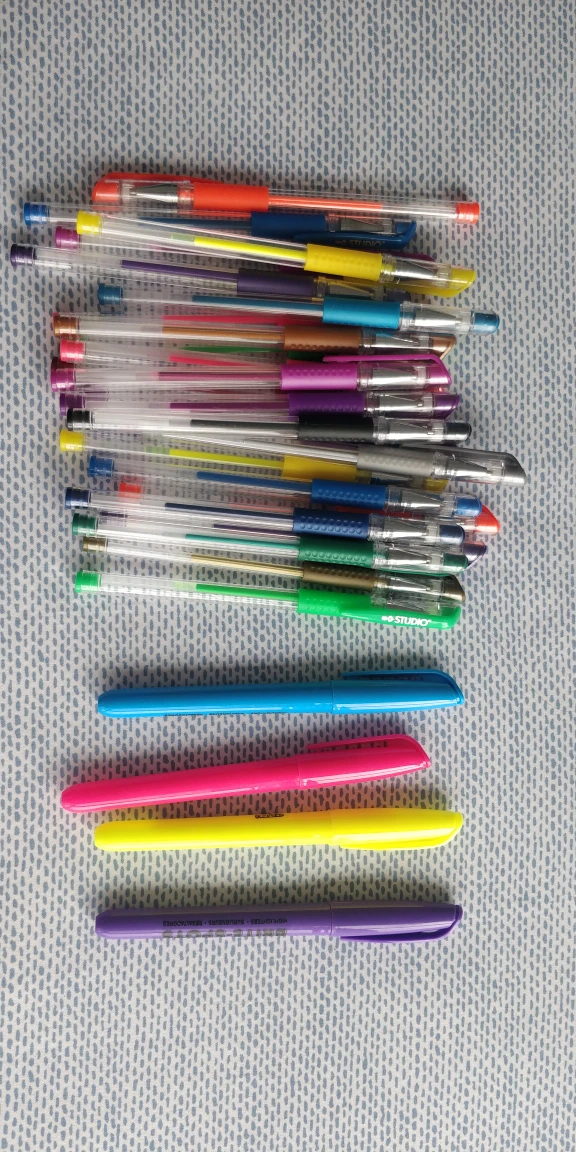 Coloured Gel Pens & Highlighters Set