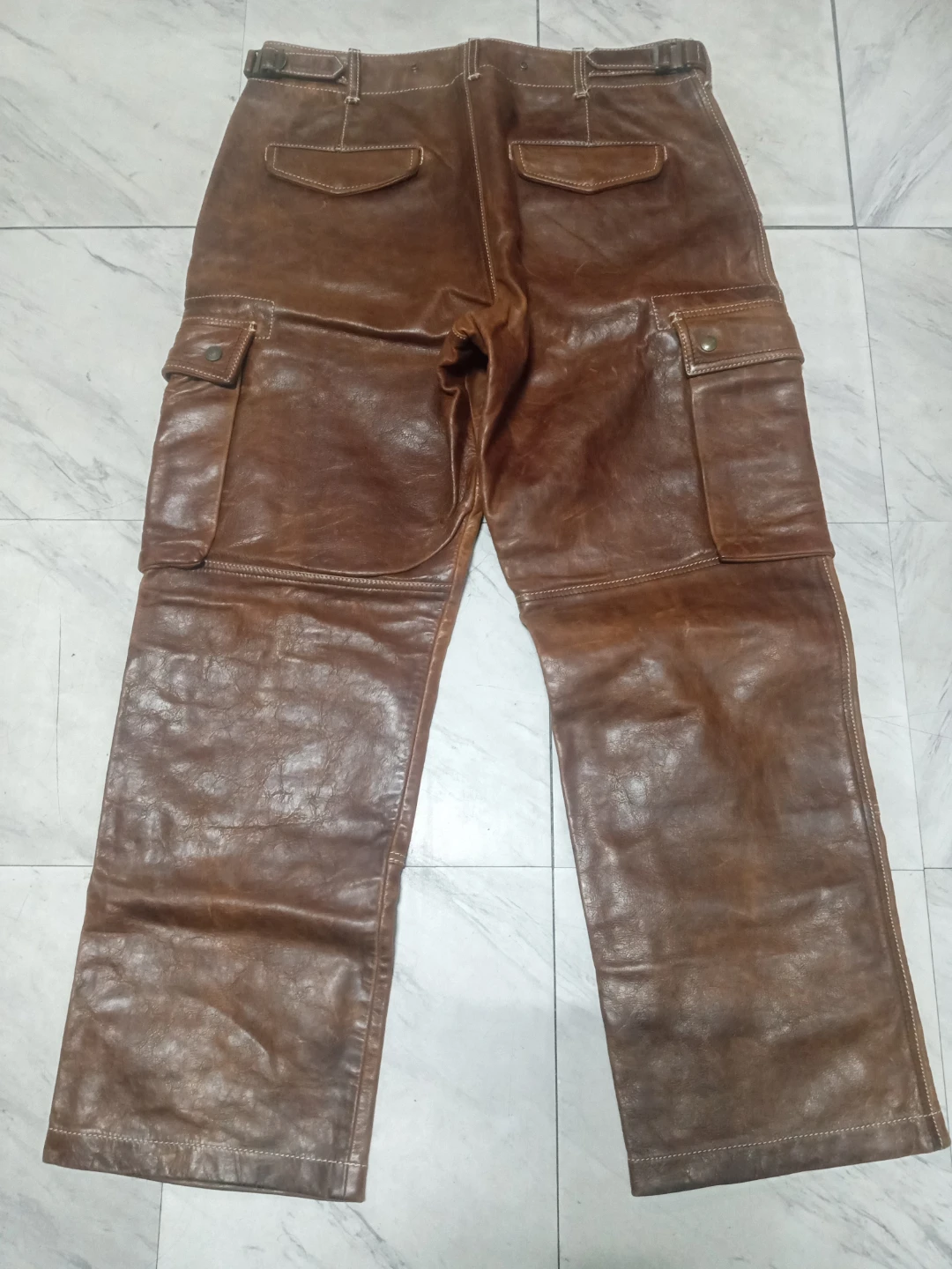 Super Rare Ralph Lauren Polo Brown Leather Cargo Pants