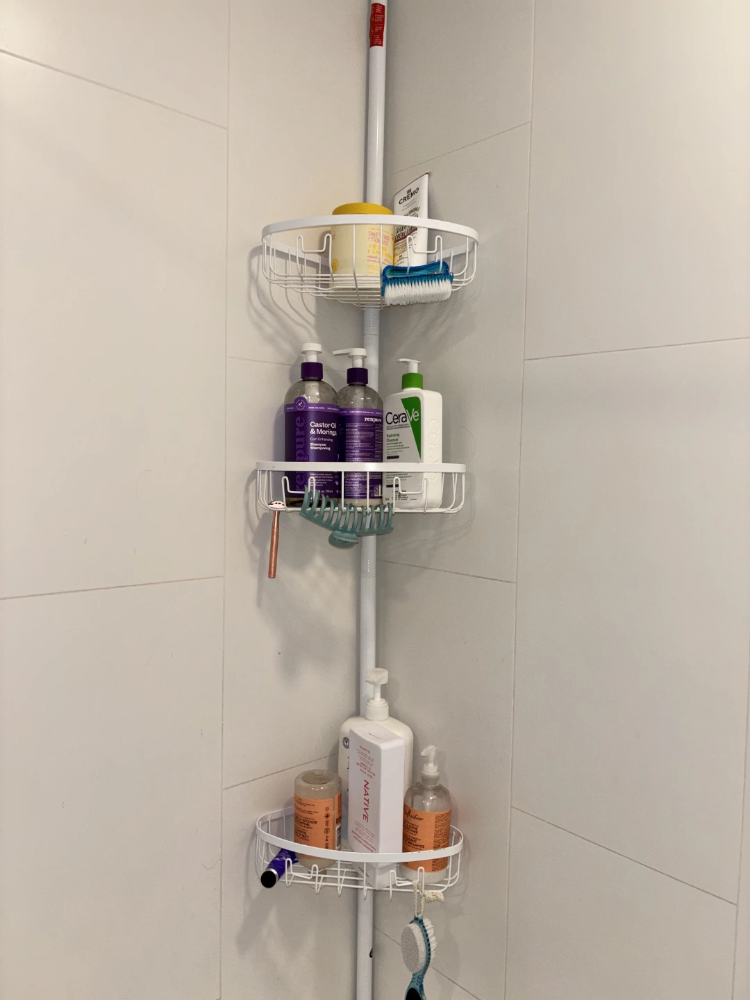 Telescopic Corner Shower Shelf - White