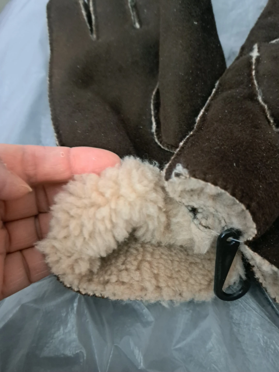 New Brown Faux Suede Shearling Lined Gloves - photo 2