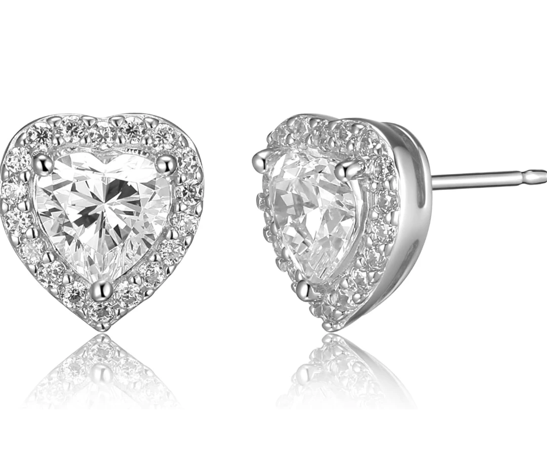 Sterling Silver Heart Stud Earrings - photo 2