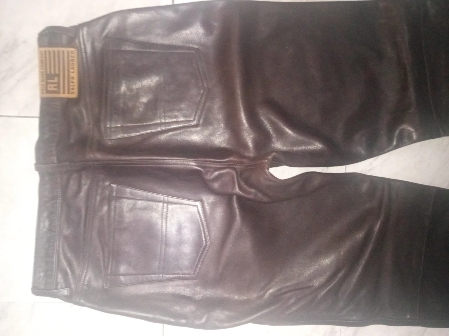 Polo,Vintage Rare "Ralph Lauren Leather Pants Brown - photo 4