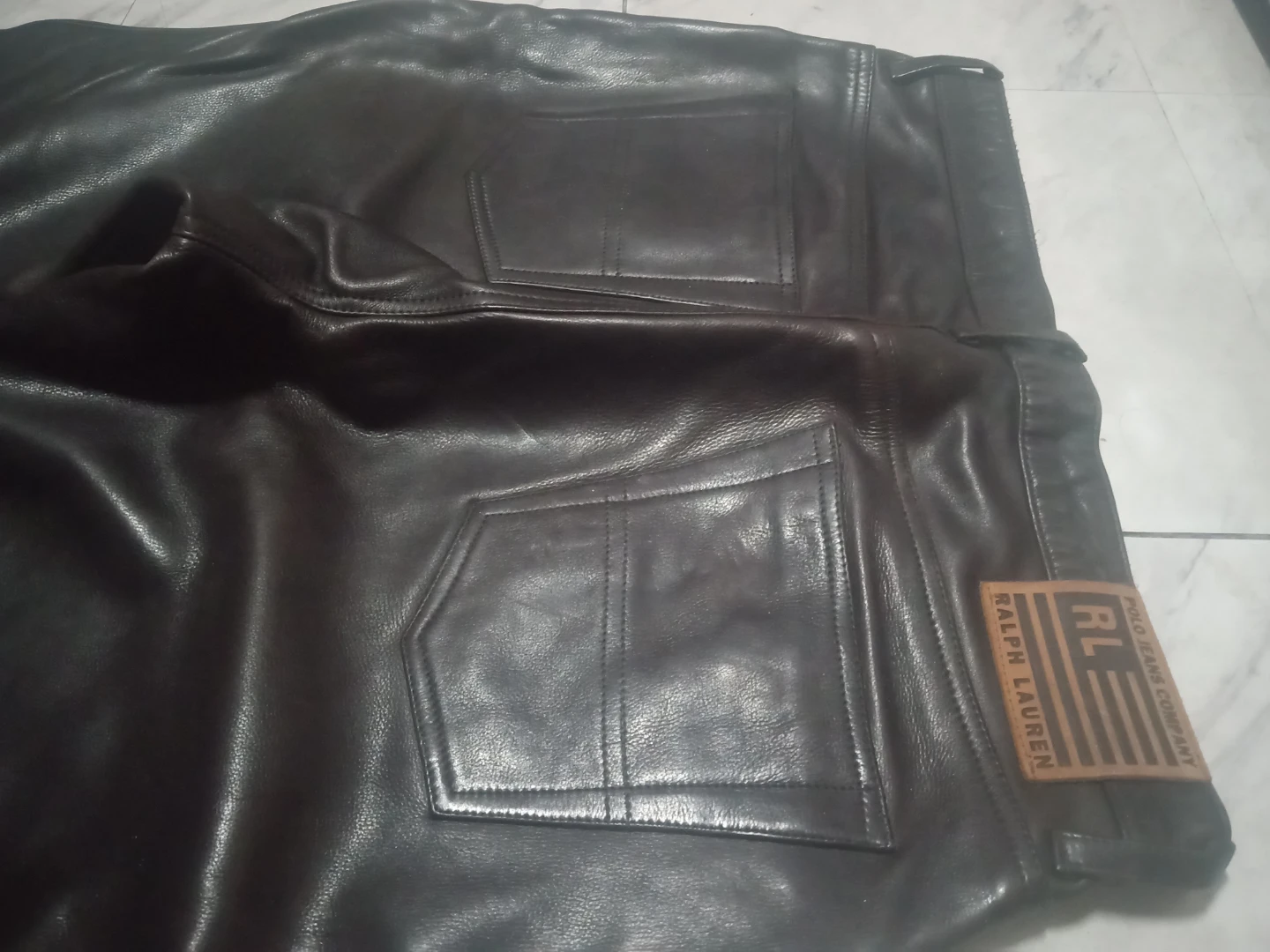 Polo,Vintage Rare "Ralph Lauren Leather Pants Brown - photo 5