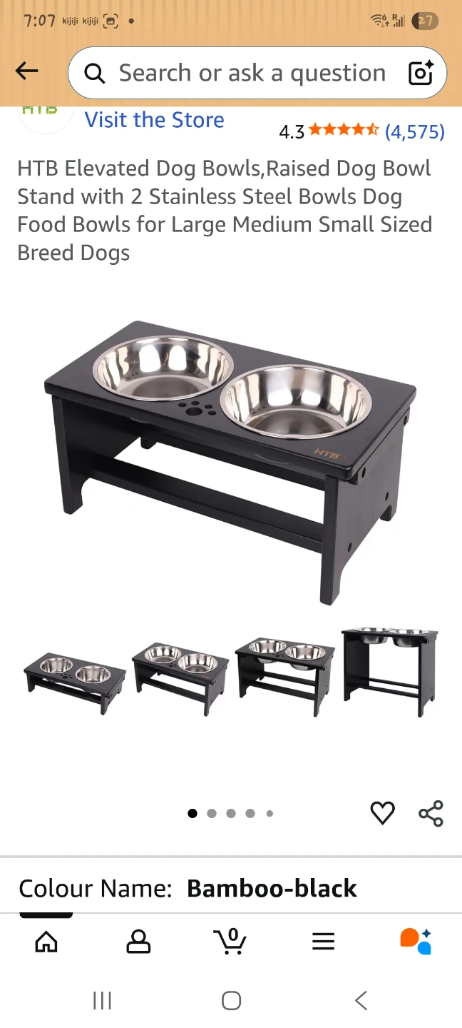 Elevated Dog Bowls - Bamboo Black