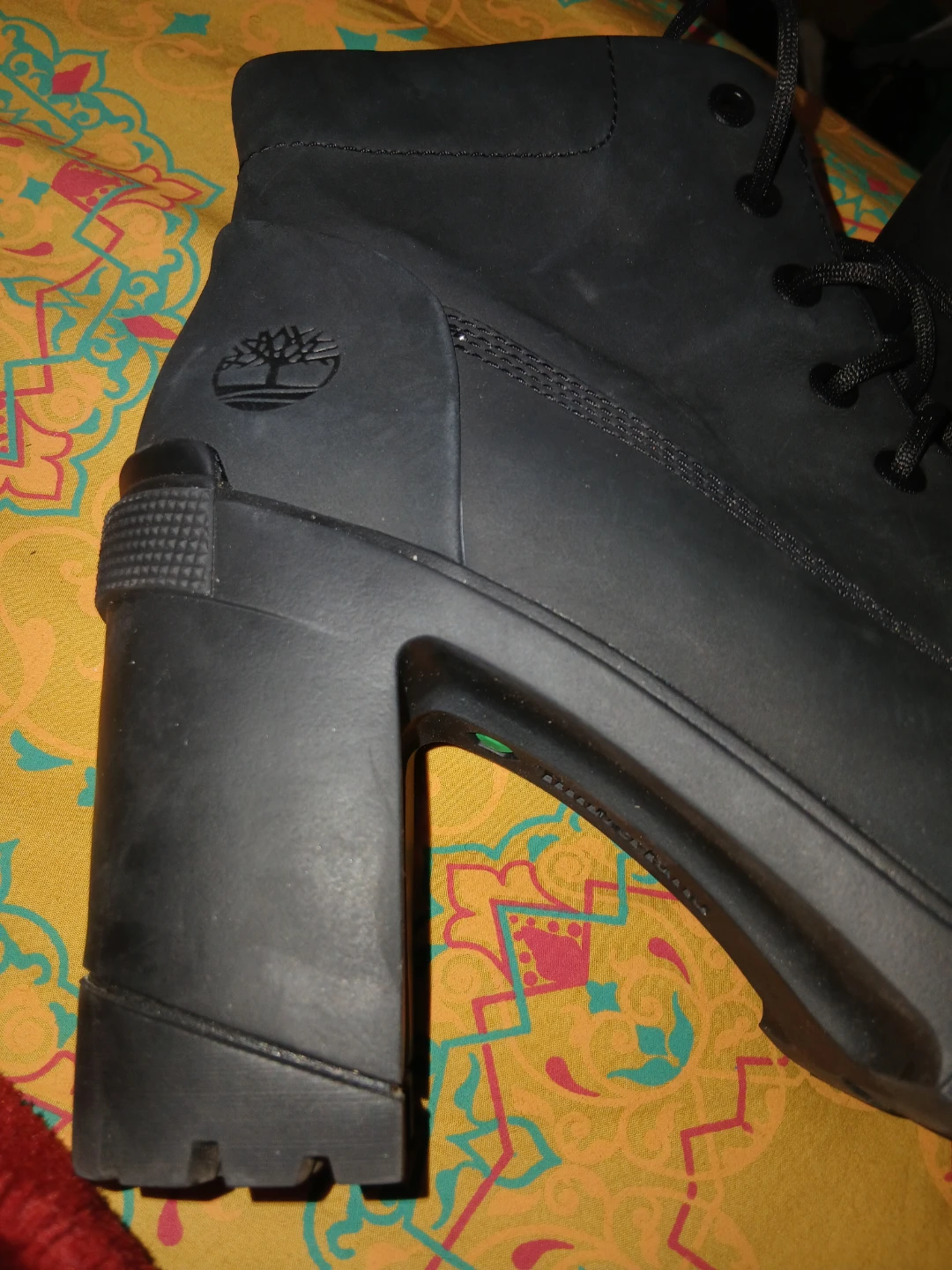 Timberland Black Leather Heeled Boots