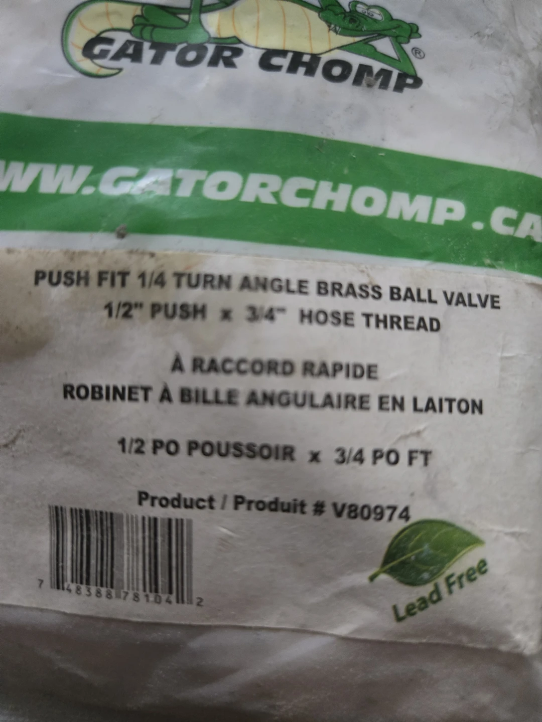 Gator Chomp Push Fit Angle Brass Ball Valve - photo 2