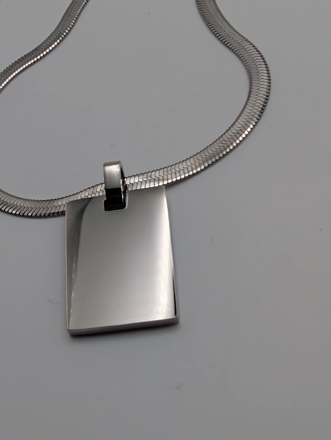 Silver Snake Chain Necklace with Square Pendant (3 for $10)