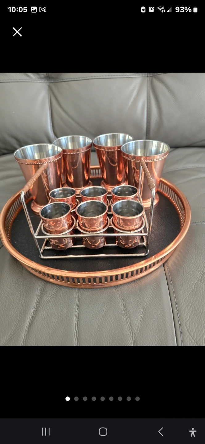 Godinger Copper Shot Glasses Set with Tray