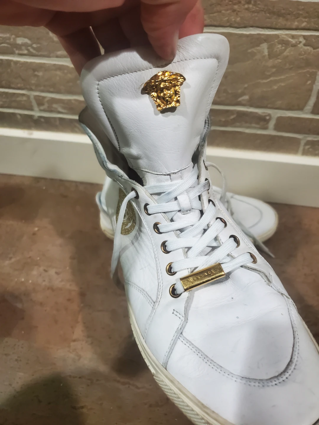 Versace White Leather High-Top Sneakers - photo 4