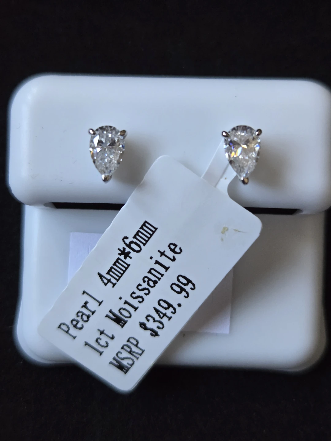 Moissanite Pear Earrings, 4x6mm, 1ct - photo 4
