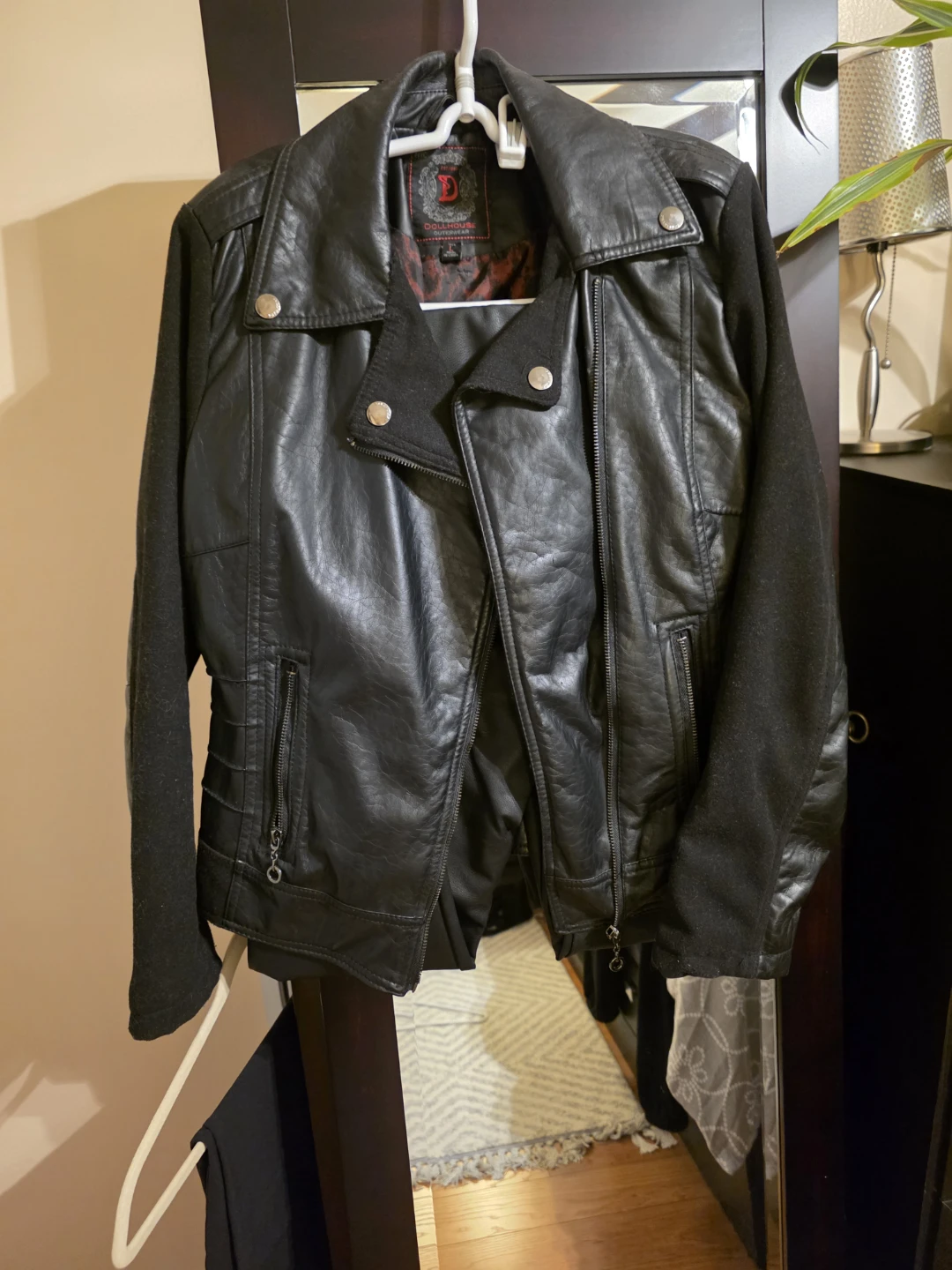 Dollhouse Black Faux Leather Jacket - Size L