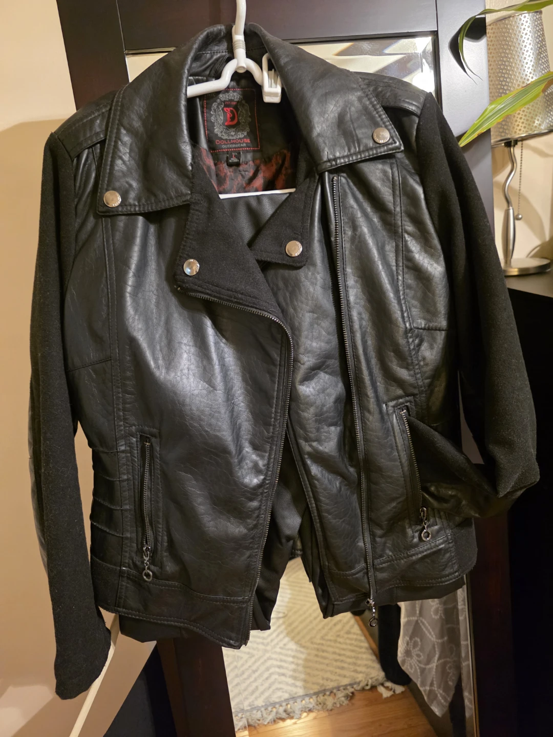 Dollhouse Black Faux Leather Jacket - Size L - photo 2