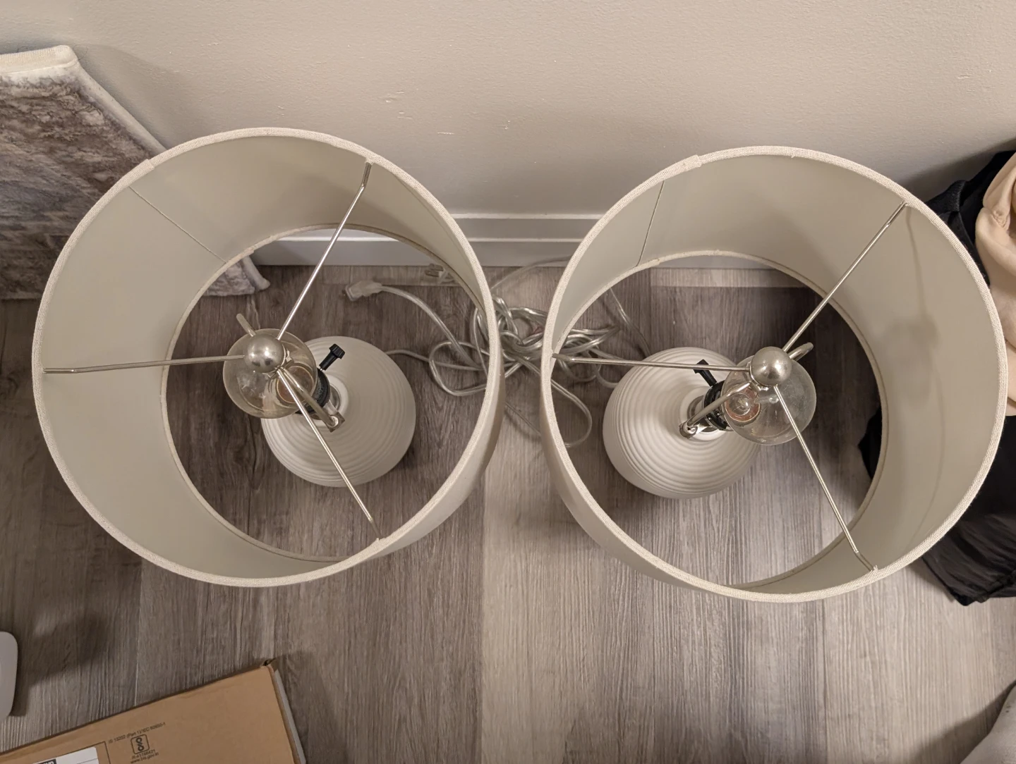 Set of 2 Porcelain and Linen Table Lamps