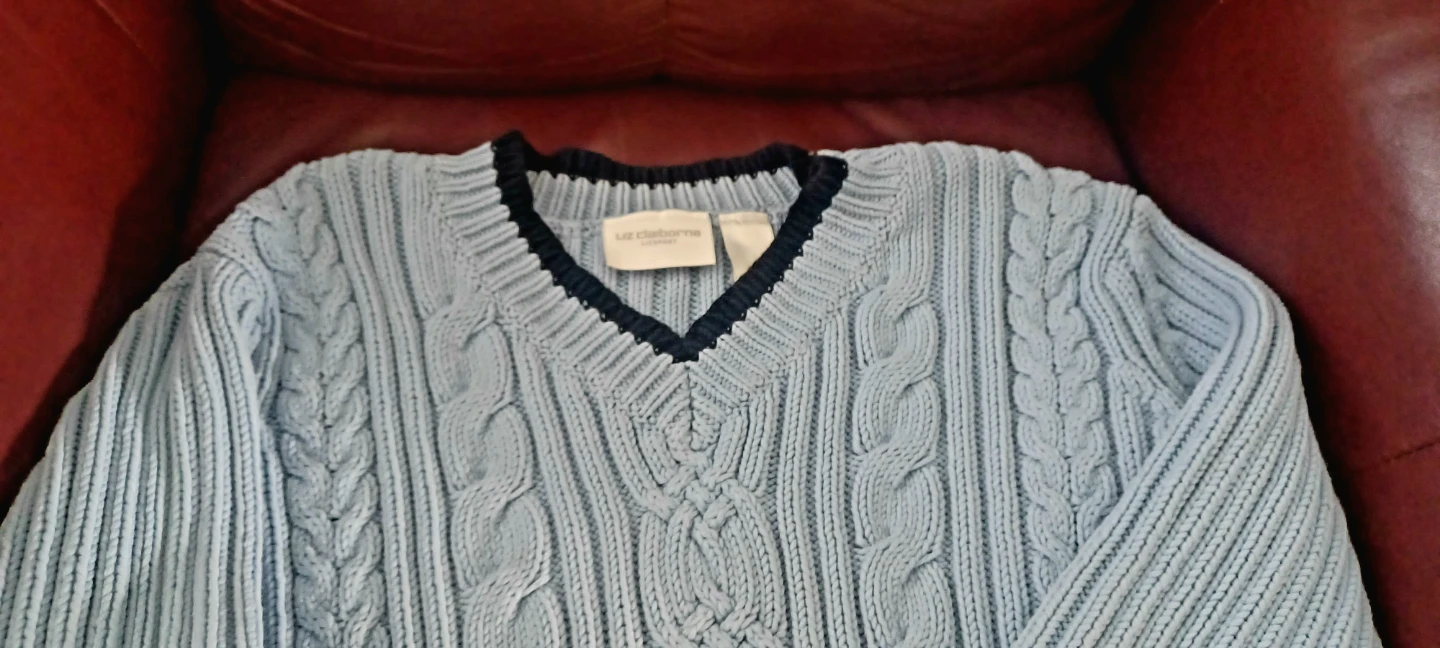 Liz Claiborne Light Blue Cable Knit Sweater - photo 2