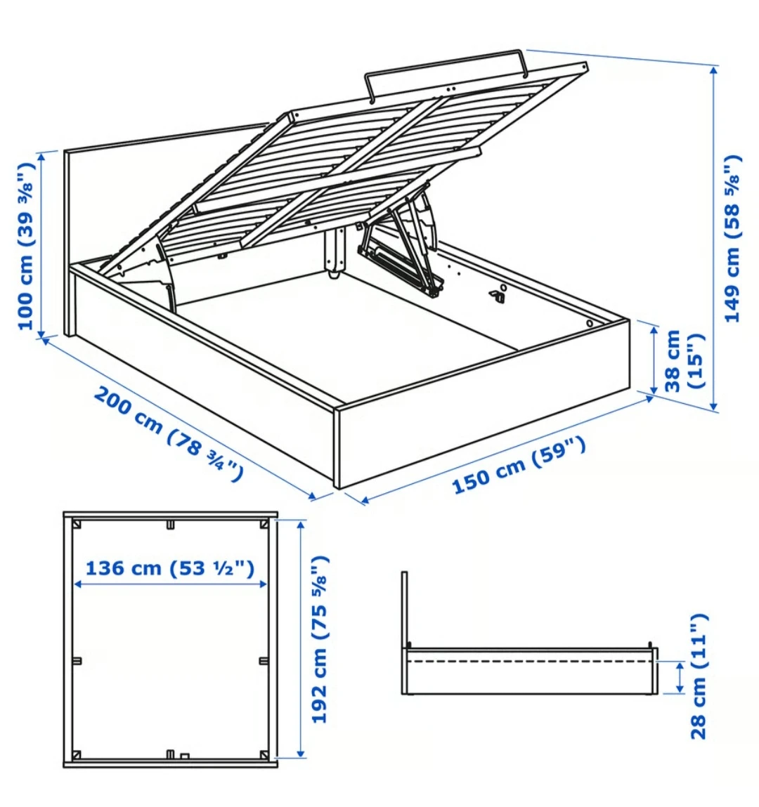 IKEA Malm White Ottoman Bed Frame - Queen Size - photo 5