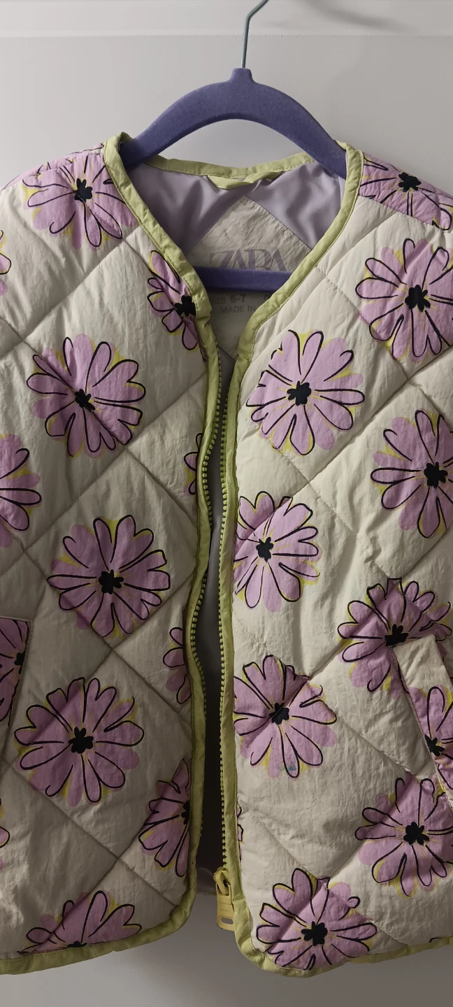 Zara Quilted Jacket with Floral Print - Size 6-7 Years