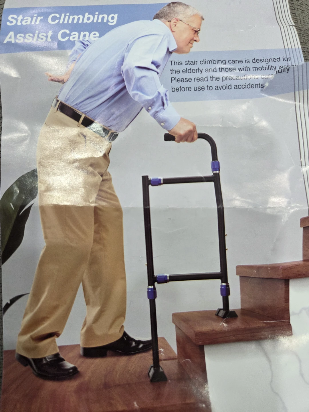 Height & Width Adjustable Stair Assist Cane for Seniors