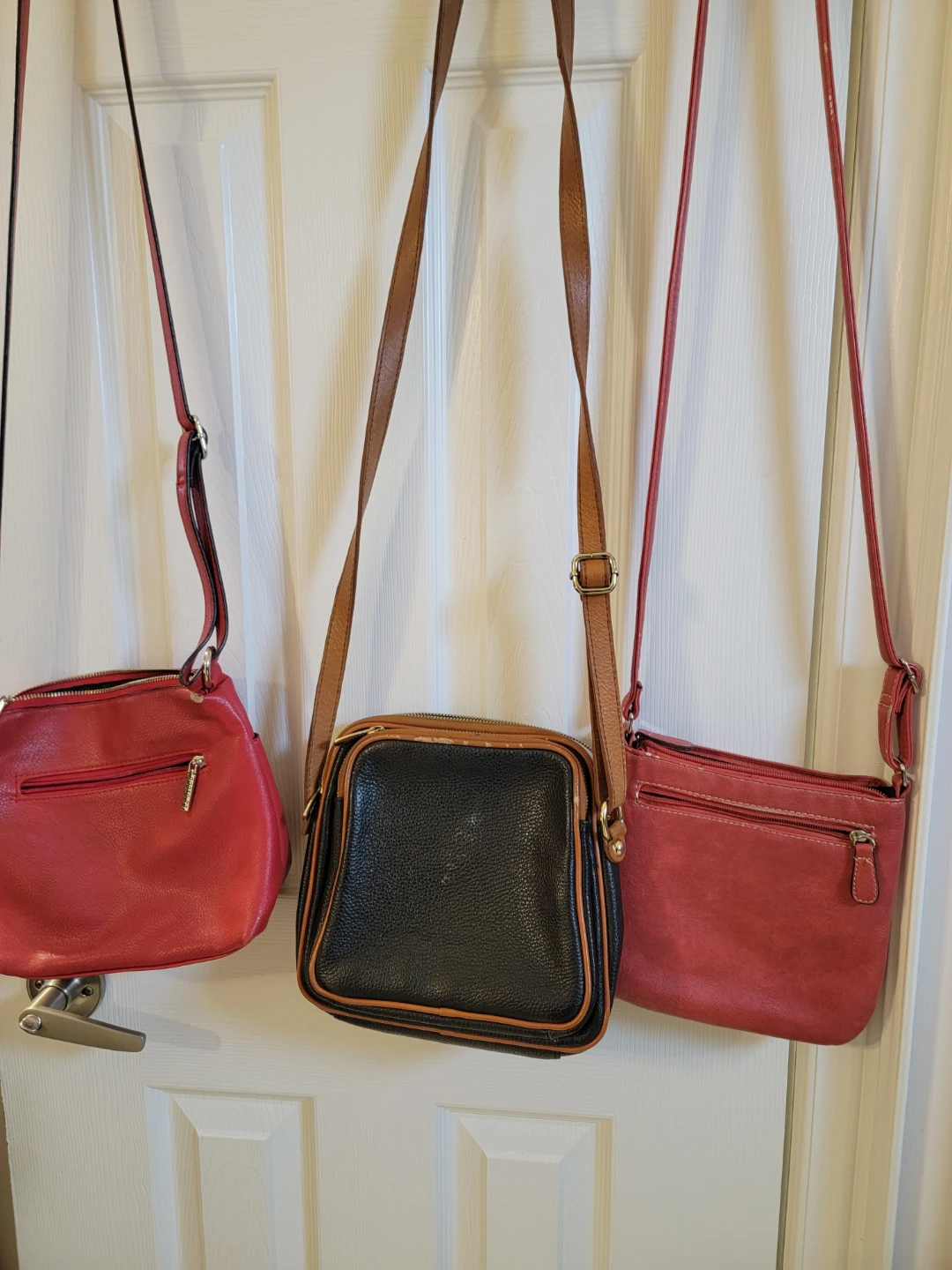 Red Crossbody Purses (2) and Black/Brown Shoulder Bag (1)