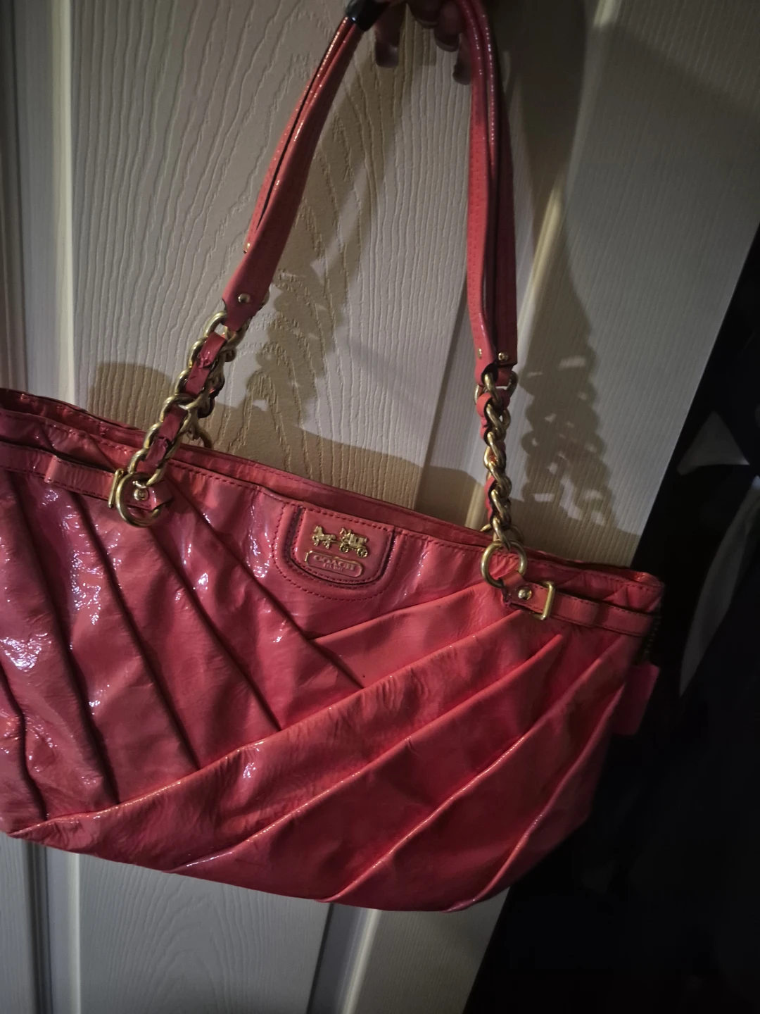 Coach Pink Patent Leather Shoulder Bag