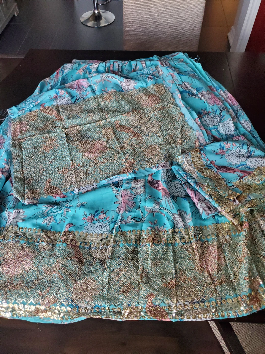 Floral Lehenga Choli Set - bbay blue & Gold - photo 2