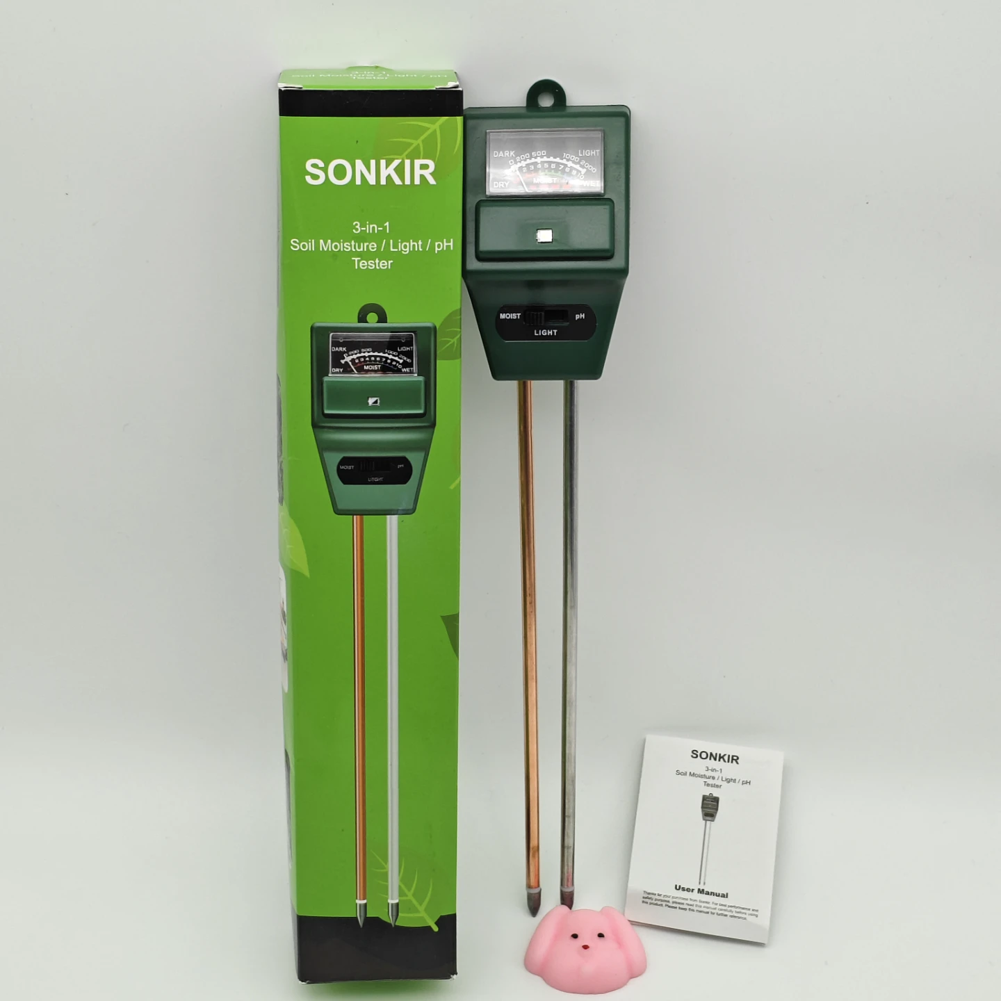 SONKIR 3-in-1 Soil Moisture, Light & pH Tester