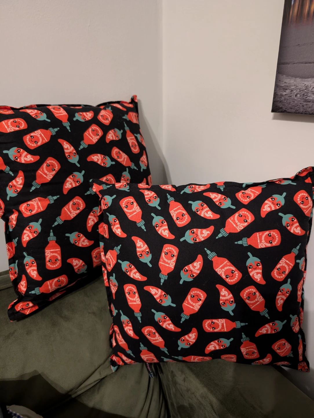 Sriracha Patterned Throw Pillows - Set of 2