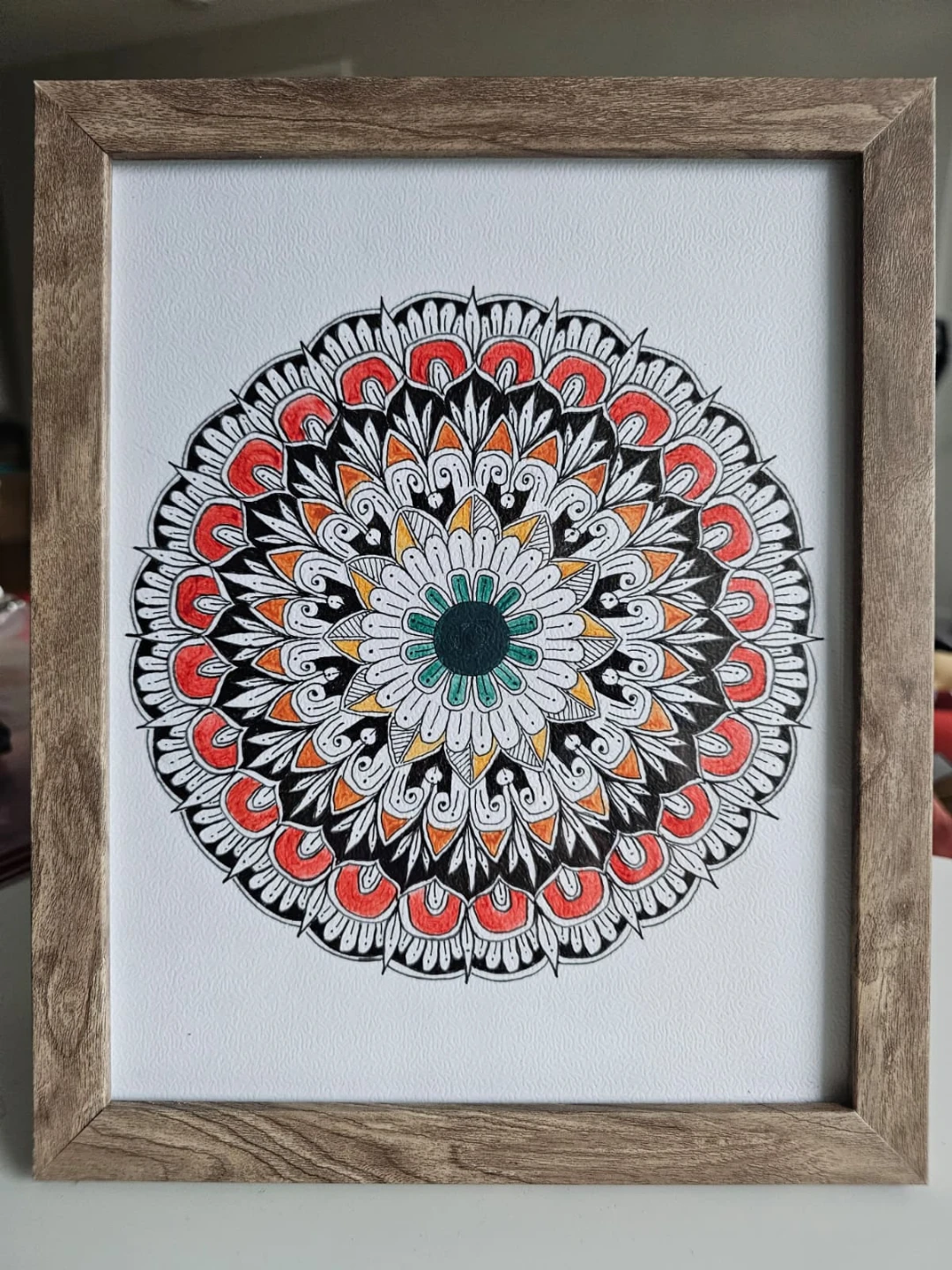 Framed Mandala Art with Vibrant Colors