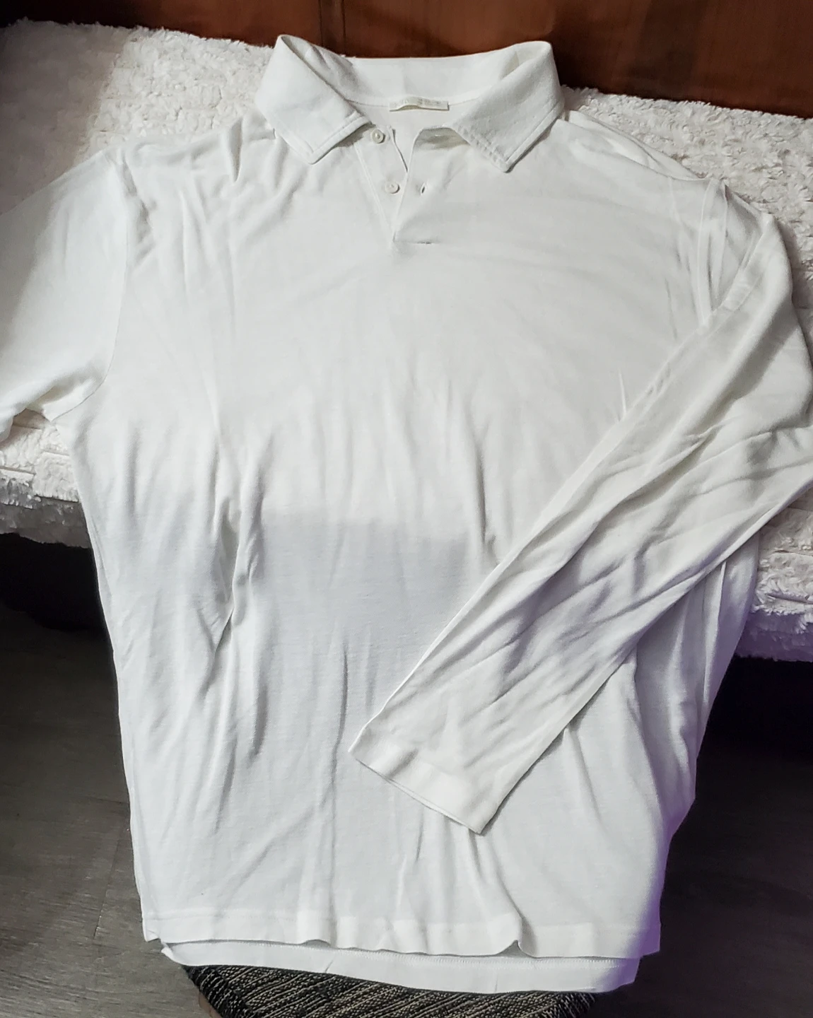 Zara Long Sleeve Polo Shirt - White - Size XL