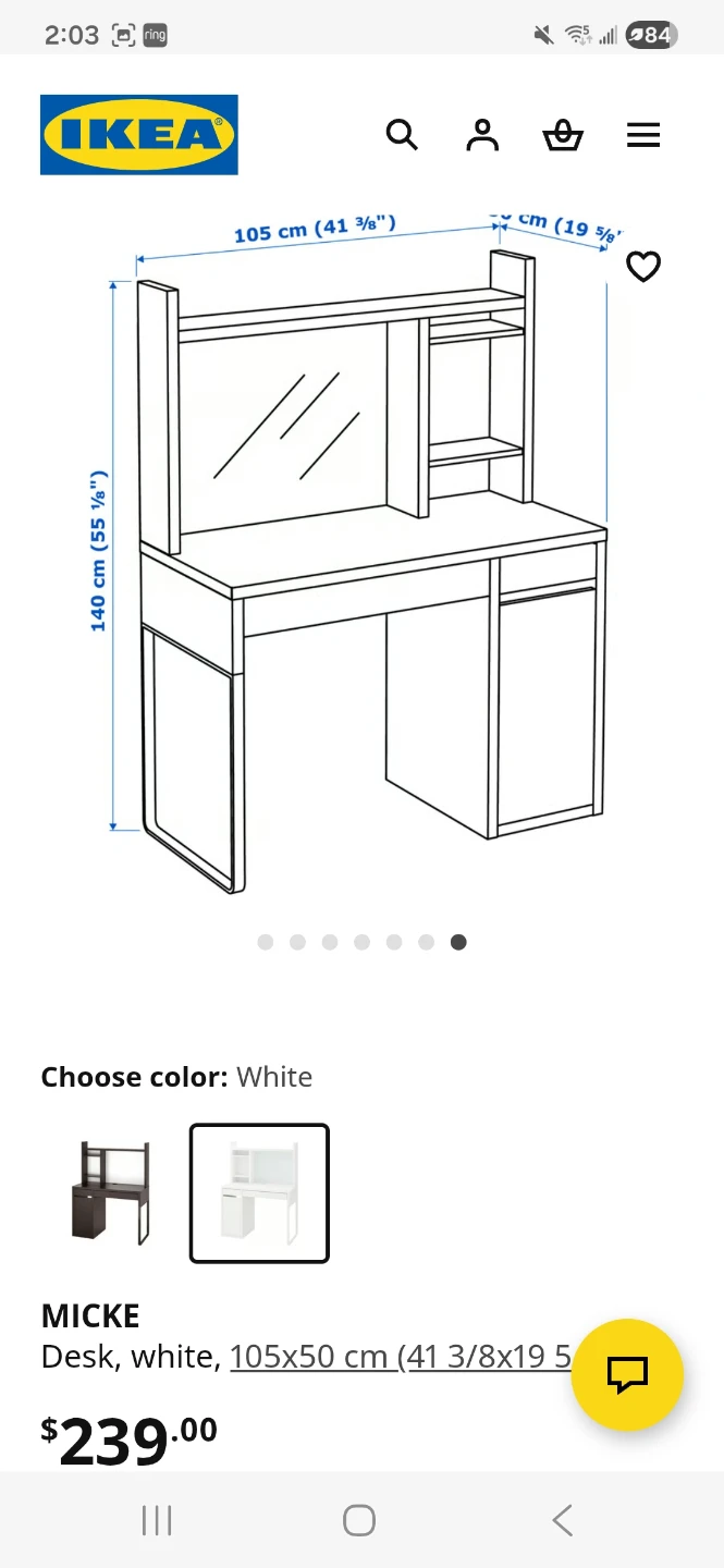 IKEA MICKE White Desk with Hutch - 41 3/8" - photo 2
